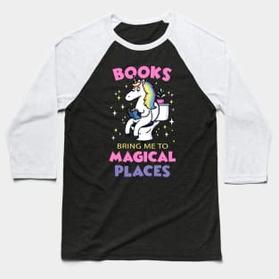 Books Bring Me to Magical Places Unicorn Reading in Toilet Baseball T-Shirt